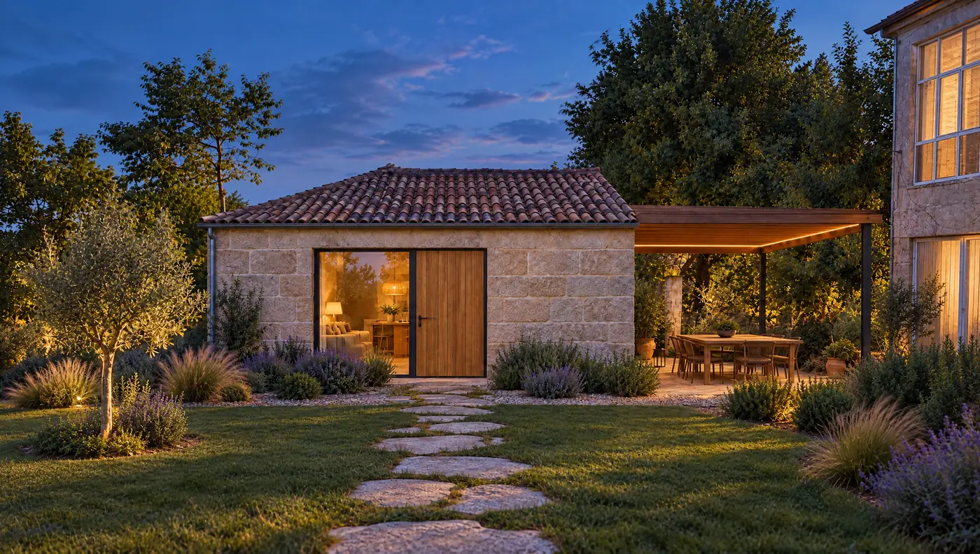 La casa al anochecer · imagen de proyecto
